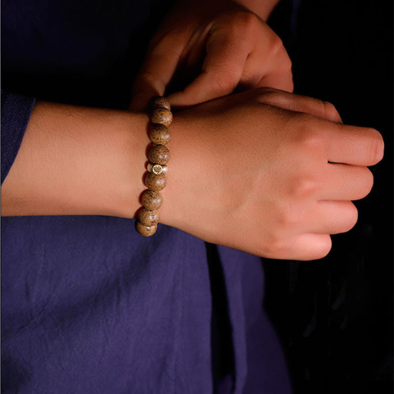 Natürliches Adlerholz-Armband mit chinesischen Sternzeichen, 12 mm Perlen