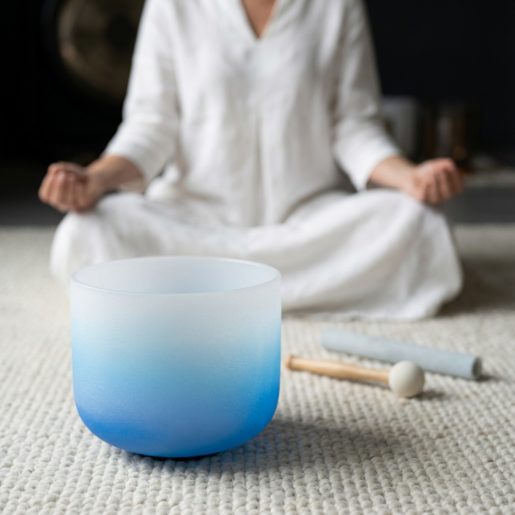 Kristallklangschale - Meditationsschale für das Halschakra mit G-Note