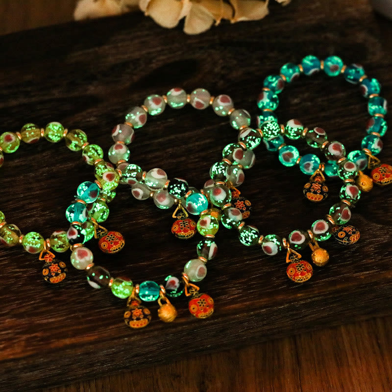 Pink Liuli Glass Spiritual Bracelet for Love & Luck