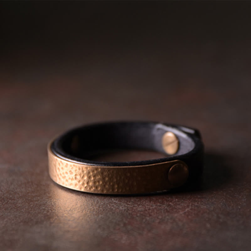 Vintage Copper Leather Wealth Bracelet for Spiritual Prosperity