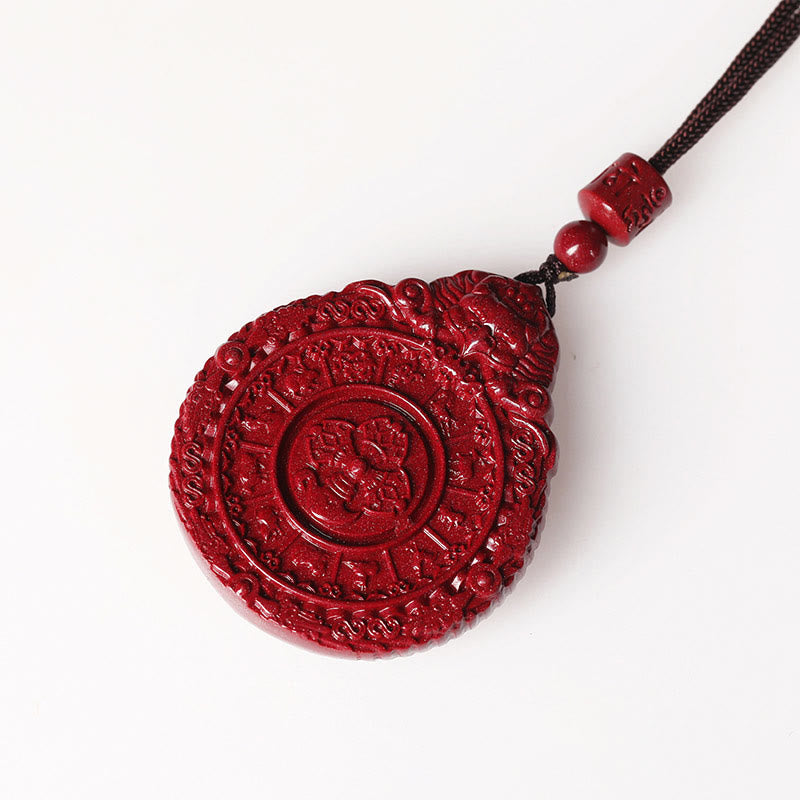 Chinese Zodiac Cinnabar Bagua Amulet Necklace Pendant