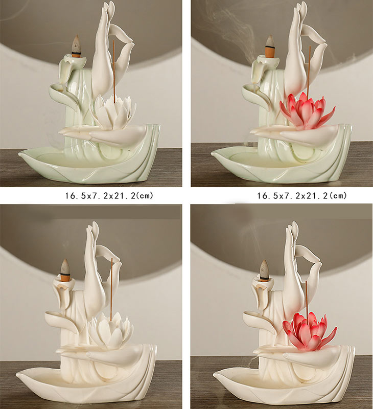 Handcrafted Purple Clay Lotus Ceramic Incense Burner