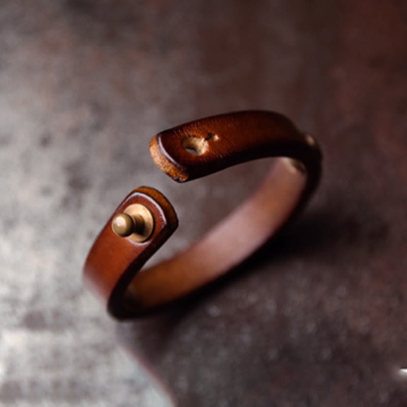 Vintage Copper Leather Wealth Bracelet for Spiritual Prosperity