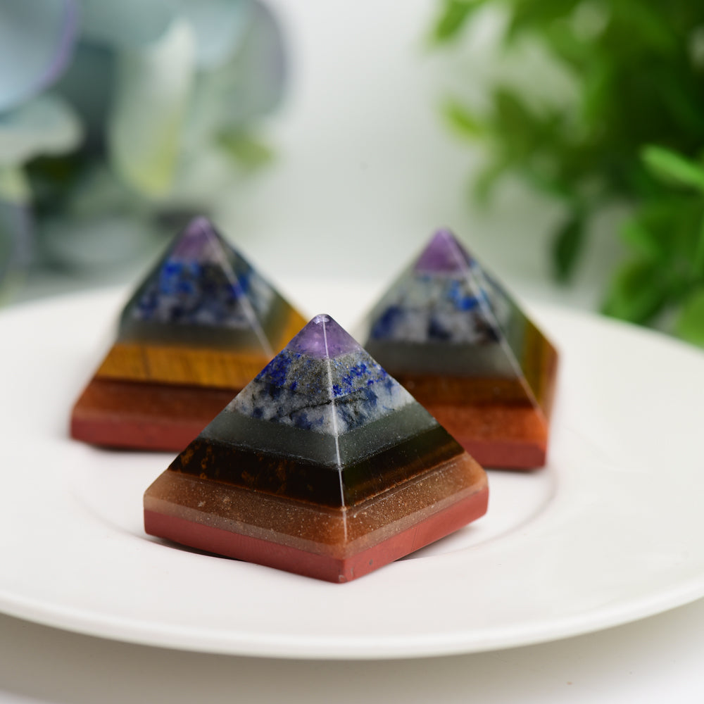 1.0 inch Chakra Pyramid Crystal Carving for Healing Energy