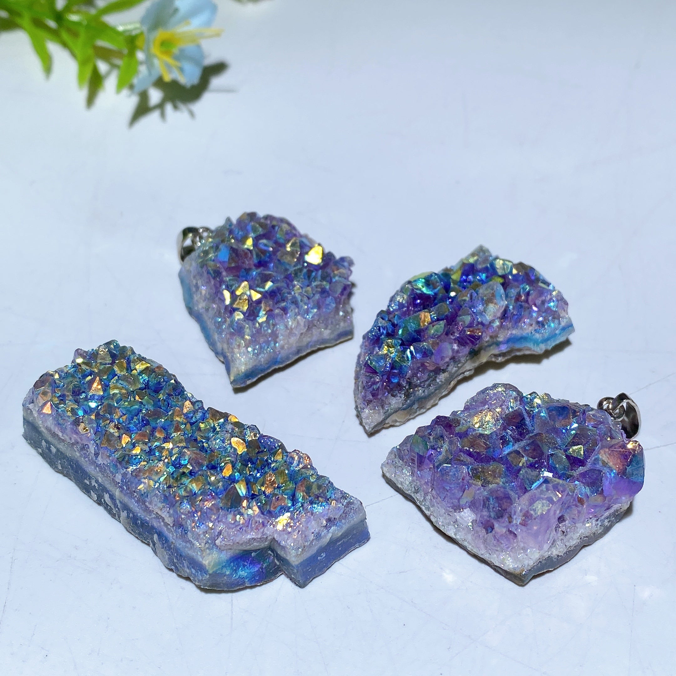 1.1-1.8 inch Raw Amethyst Cluster Pendant for Healing