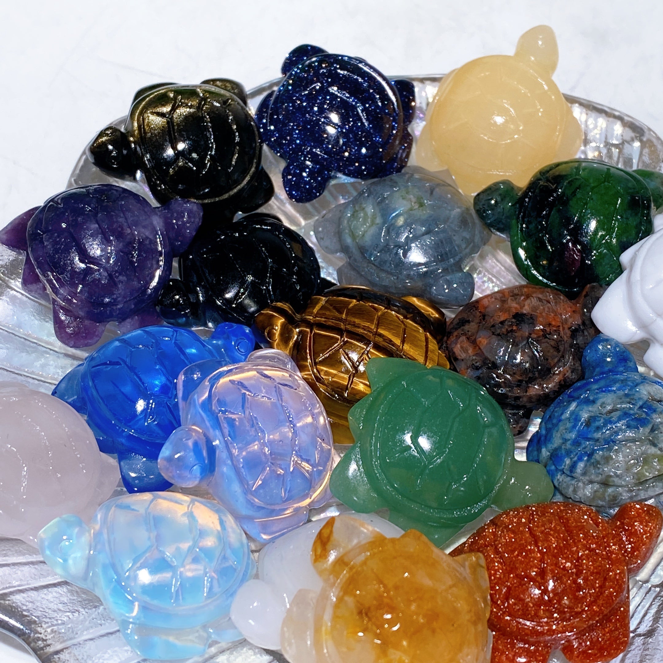 1.1 Inch Crystal Turtle Carving for Healing Energy