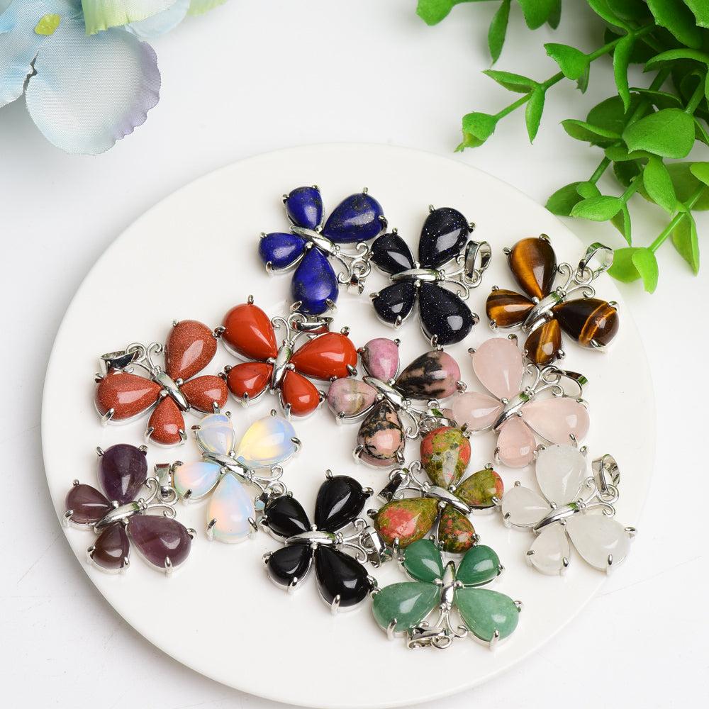 1.1 Inch Mixed Crystal Butterfly Pendant for Spiritual Healing