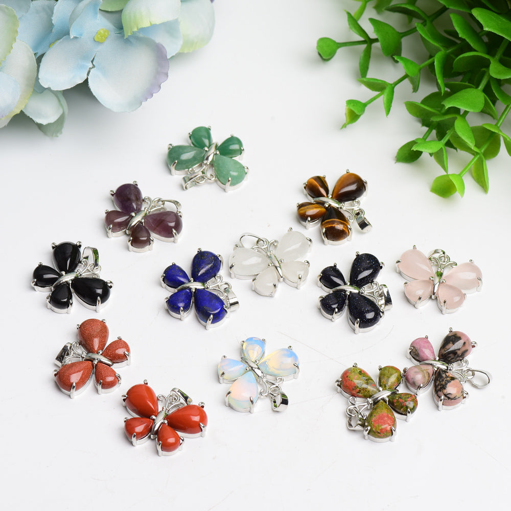 1.1 Inch Mixed Crystal Butterfly Pendant for Spiritual Healing