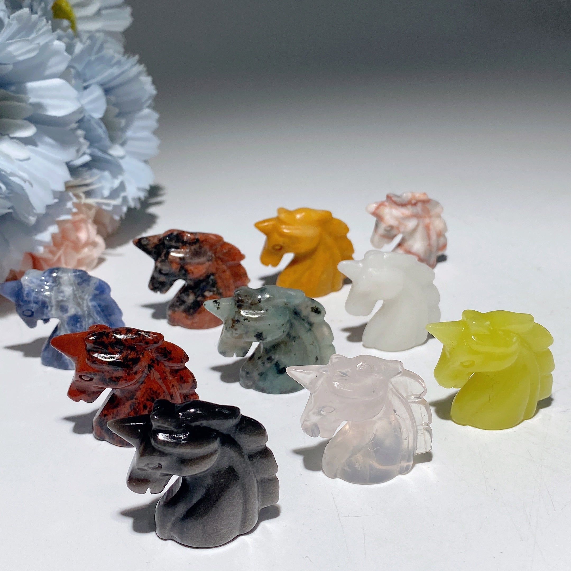 1.1-inch Mixed Crystal Unicorn Carving for Spiritual Healing