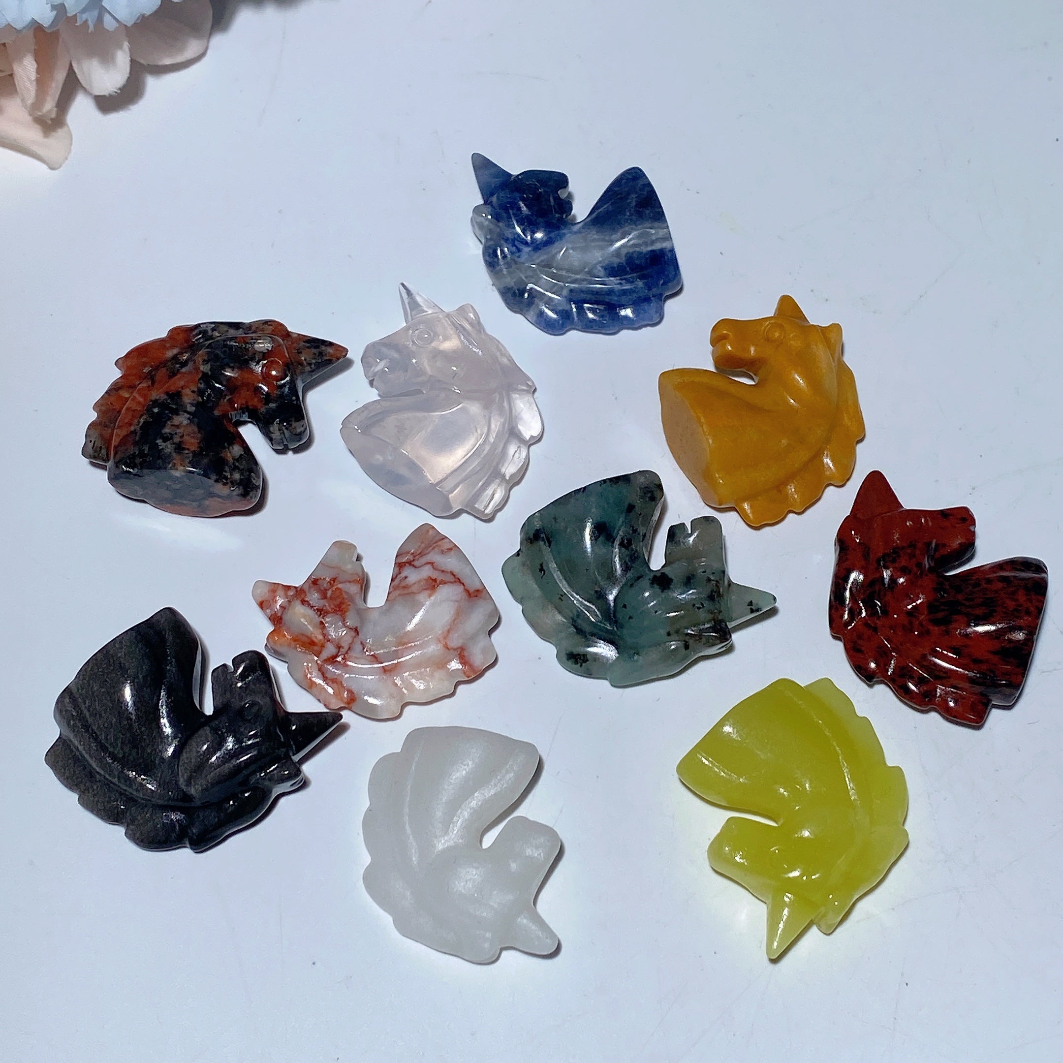 1.1-inch Mixed Crystal Unicorn Carving for Spiritual Healing