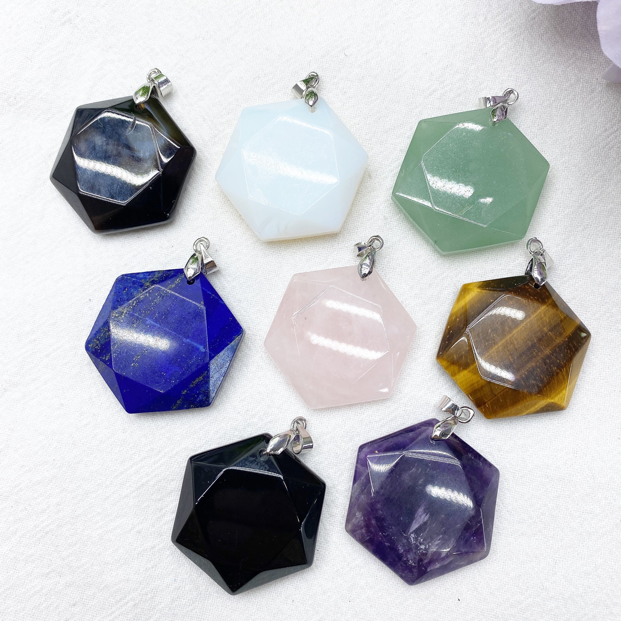 1.1inch Mixed Crystal Hexagon Spiritual Healing Pendant