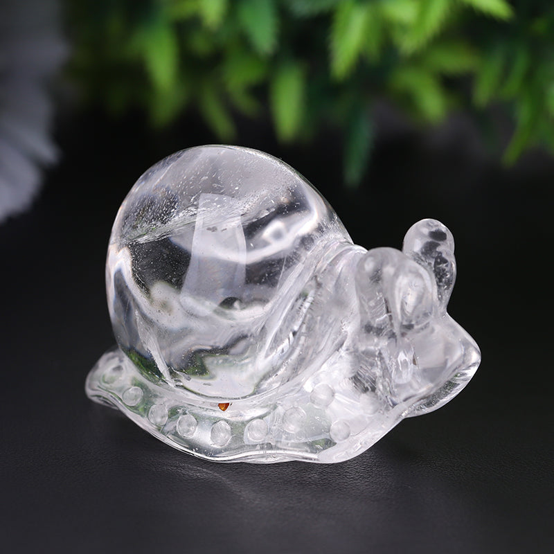1.2-1.5 inch Clear Quartz Snail Crystal Animal Carving Figurine