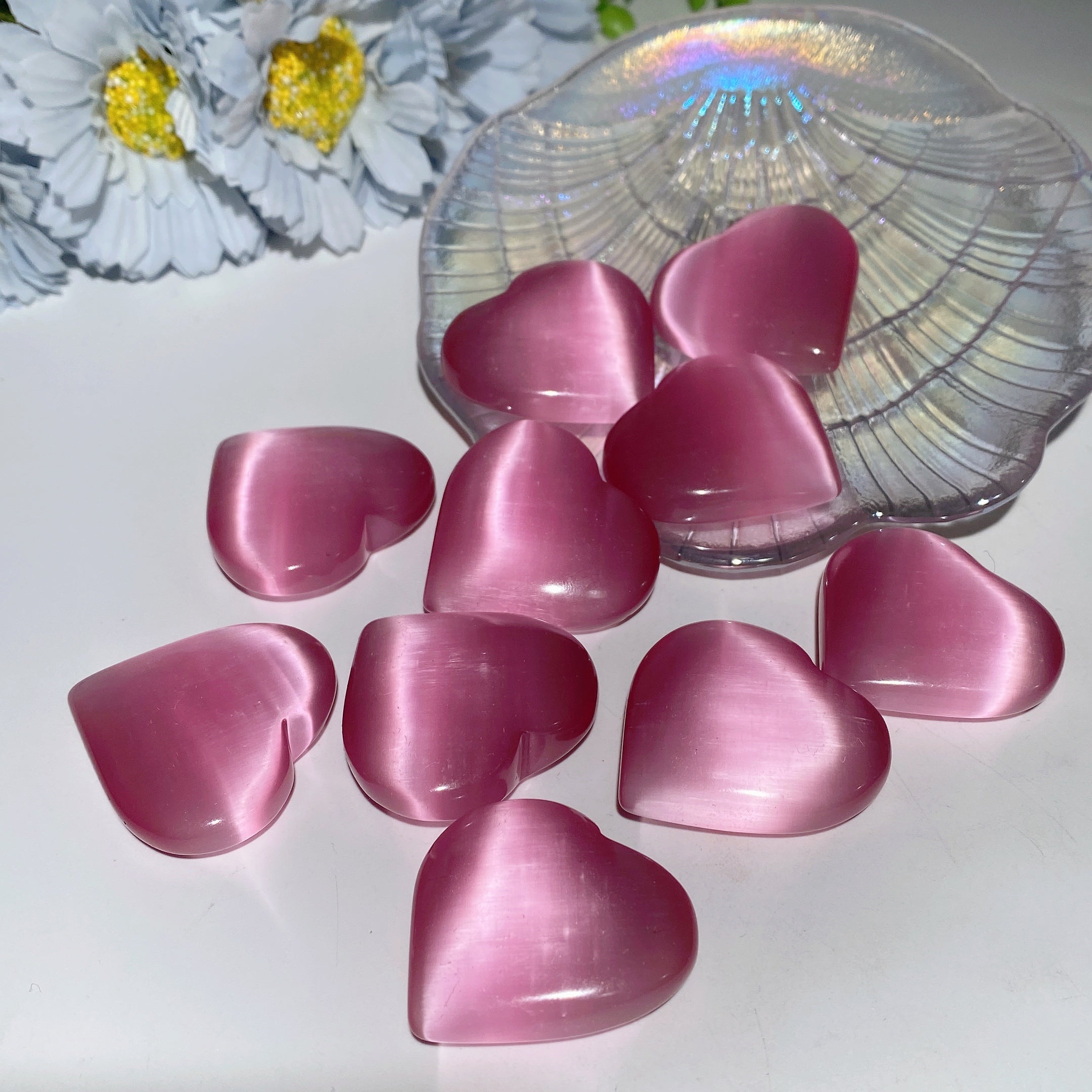 1.2-1.7" Polished Crystal Heart Carvings for Healing & Love