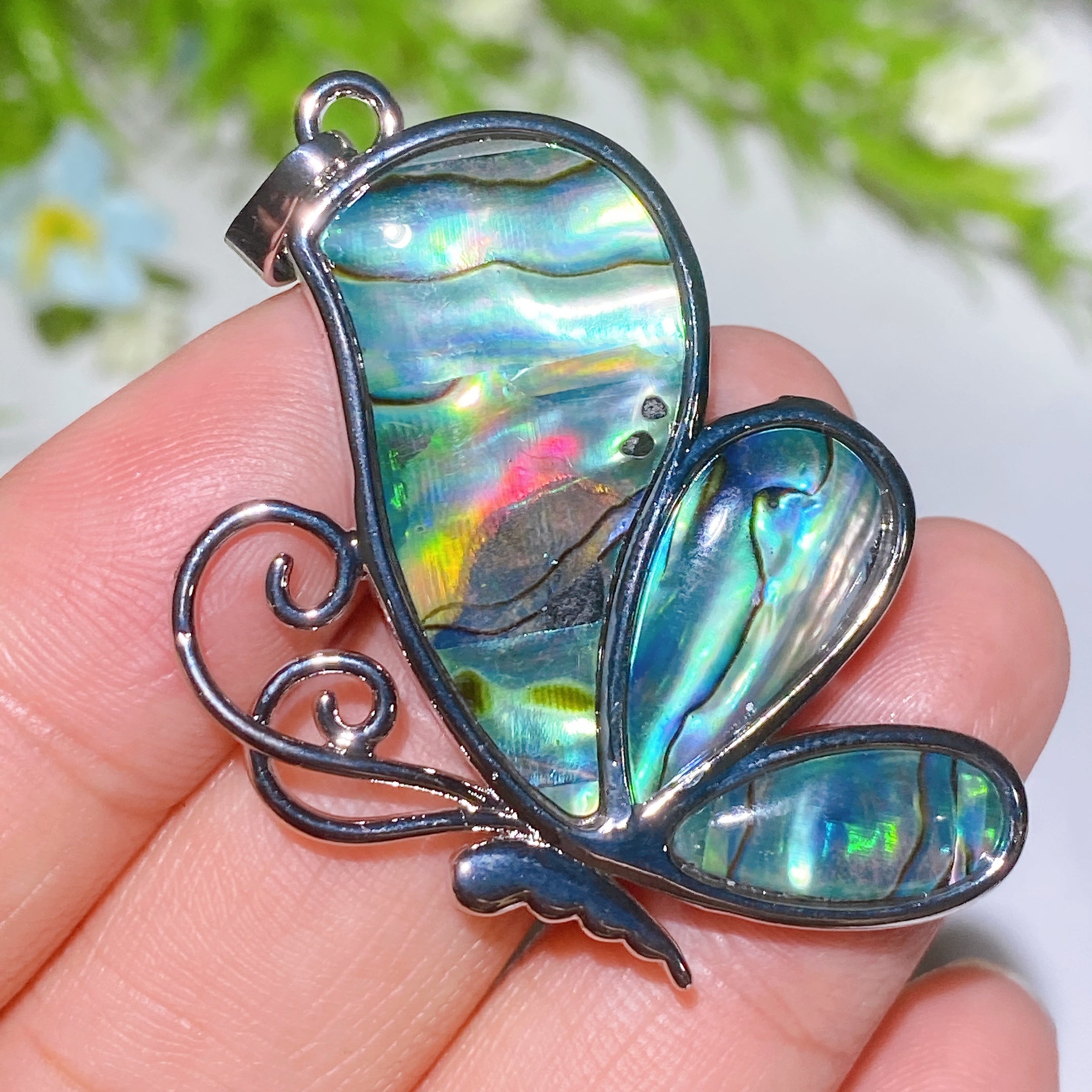 1.2-2.0 inch Iridescent Shell Pendant Spiritual Necklace
