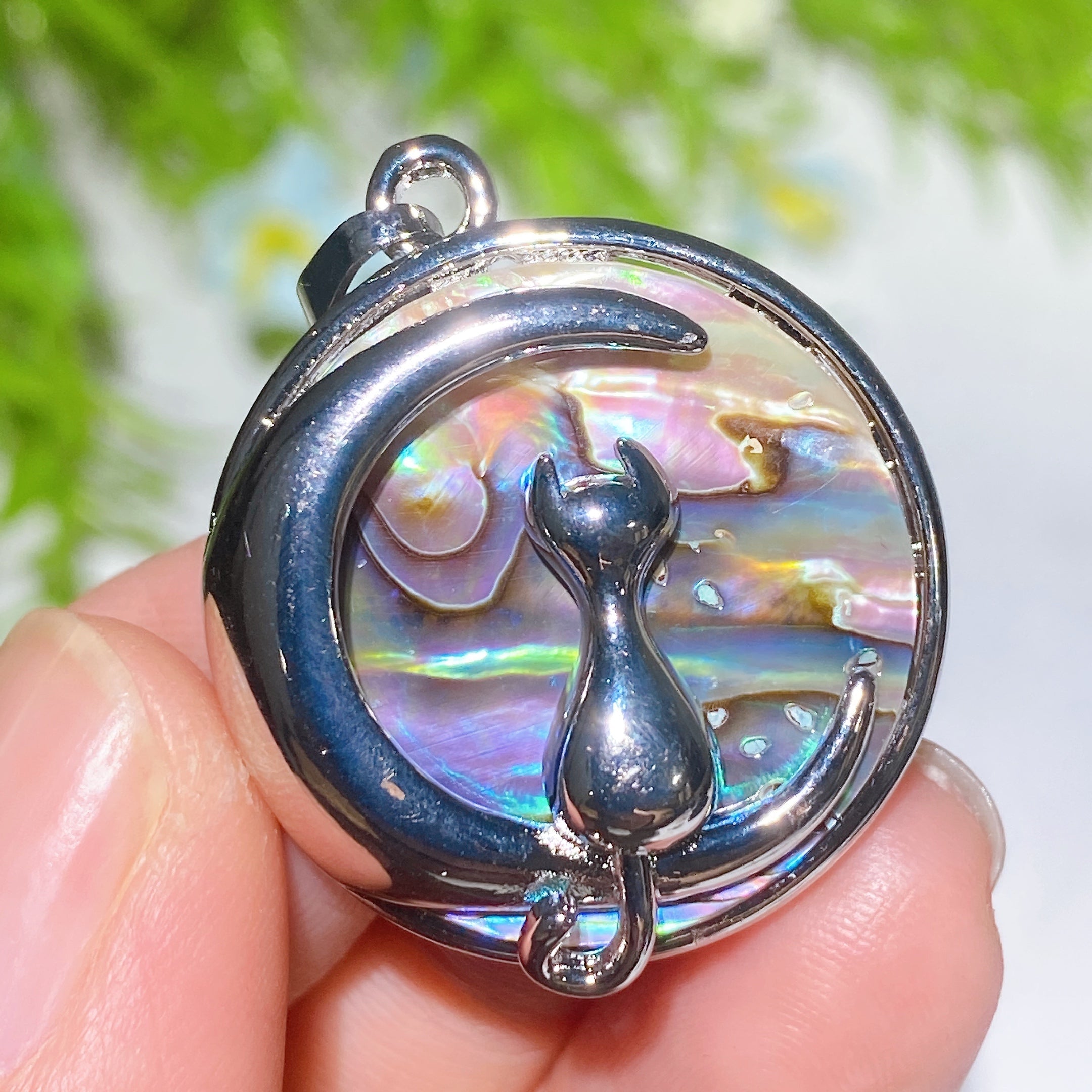 1.2-2.0 inch Iridescent Shell Pendant Spiritual Necklace