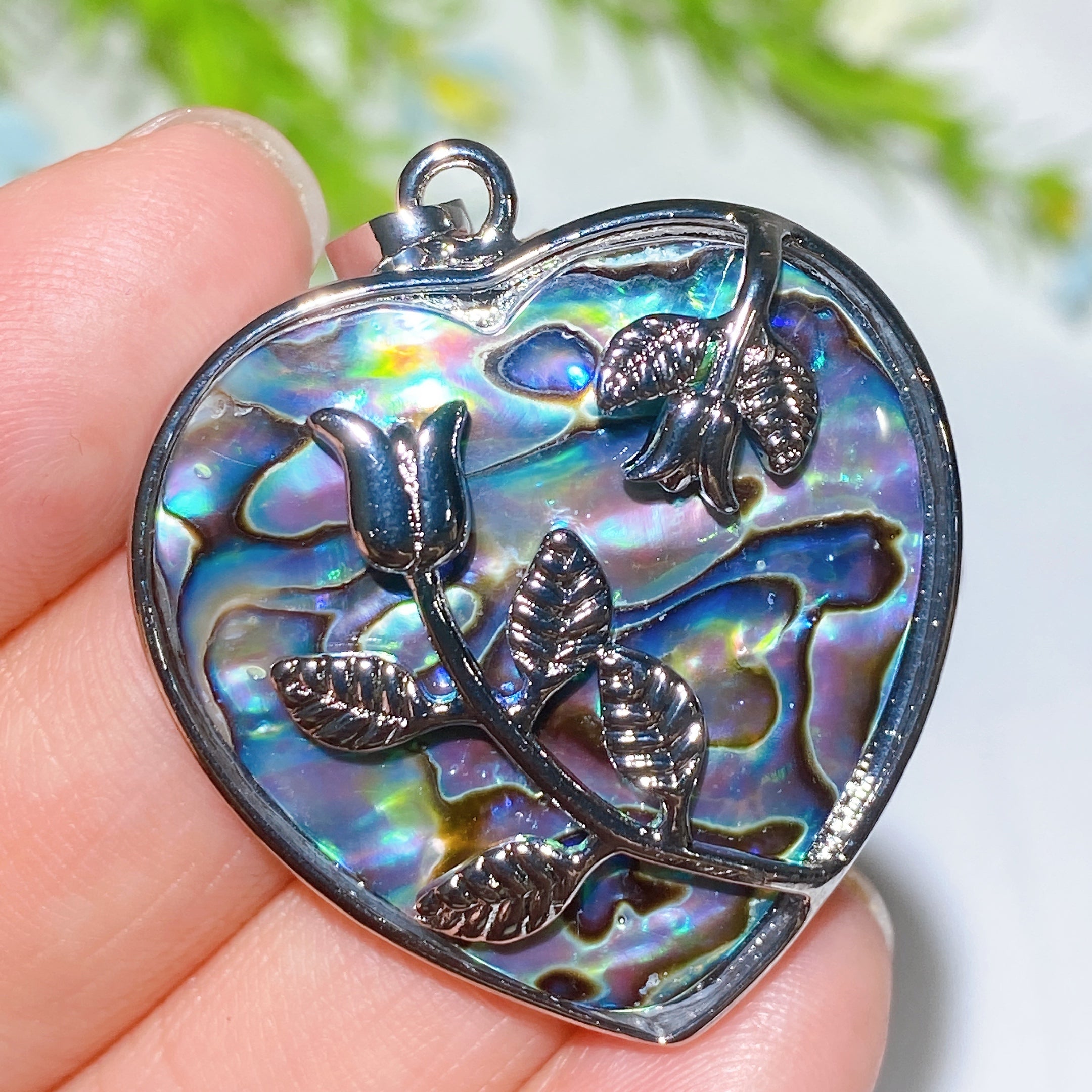 1.2-2.0 inch Iridescent Shell Pendant Spiritual Necklace