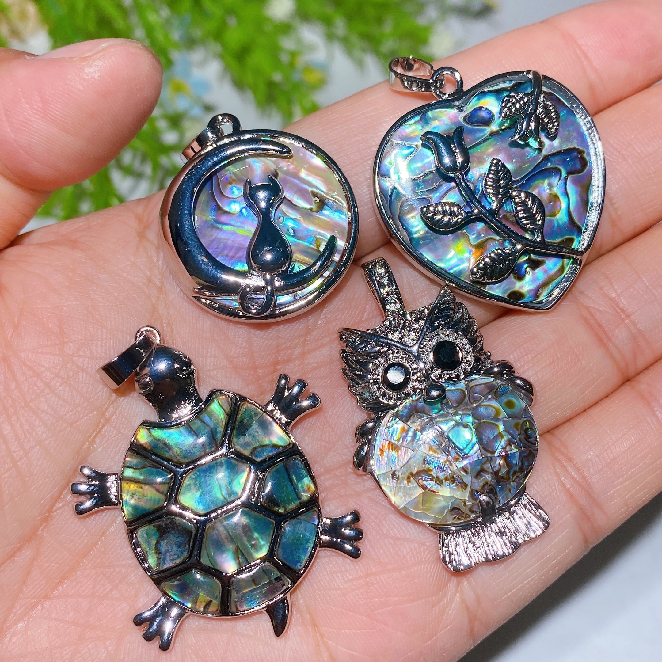 1.2-2.0 inch Iridescent Shell Pendant Spiritual Necklace