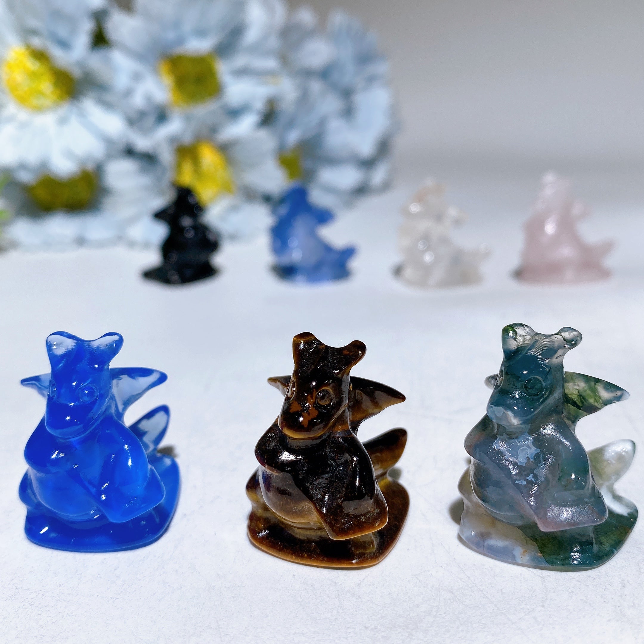1.2 inch Crystal Dragon Figurine Carving with Healing Gemstones