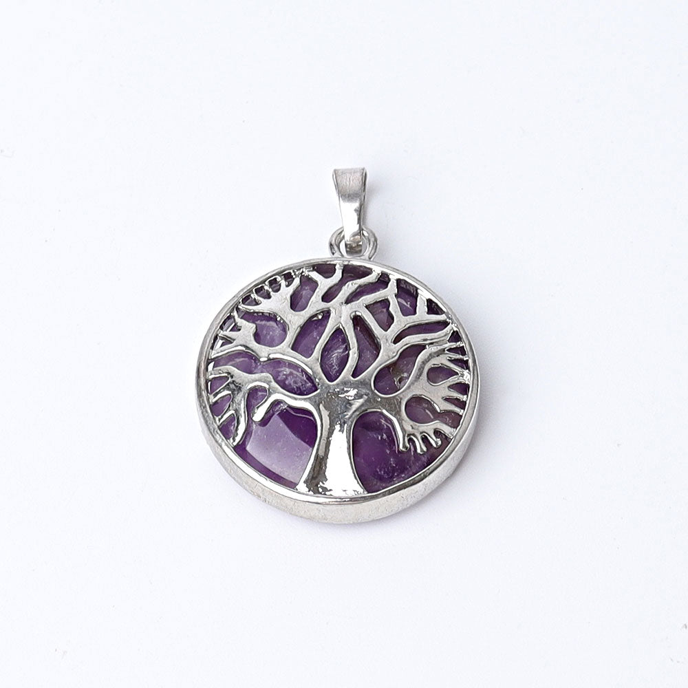 1.2-inch Tree of Life Clear Quartz Crystal Pendant