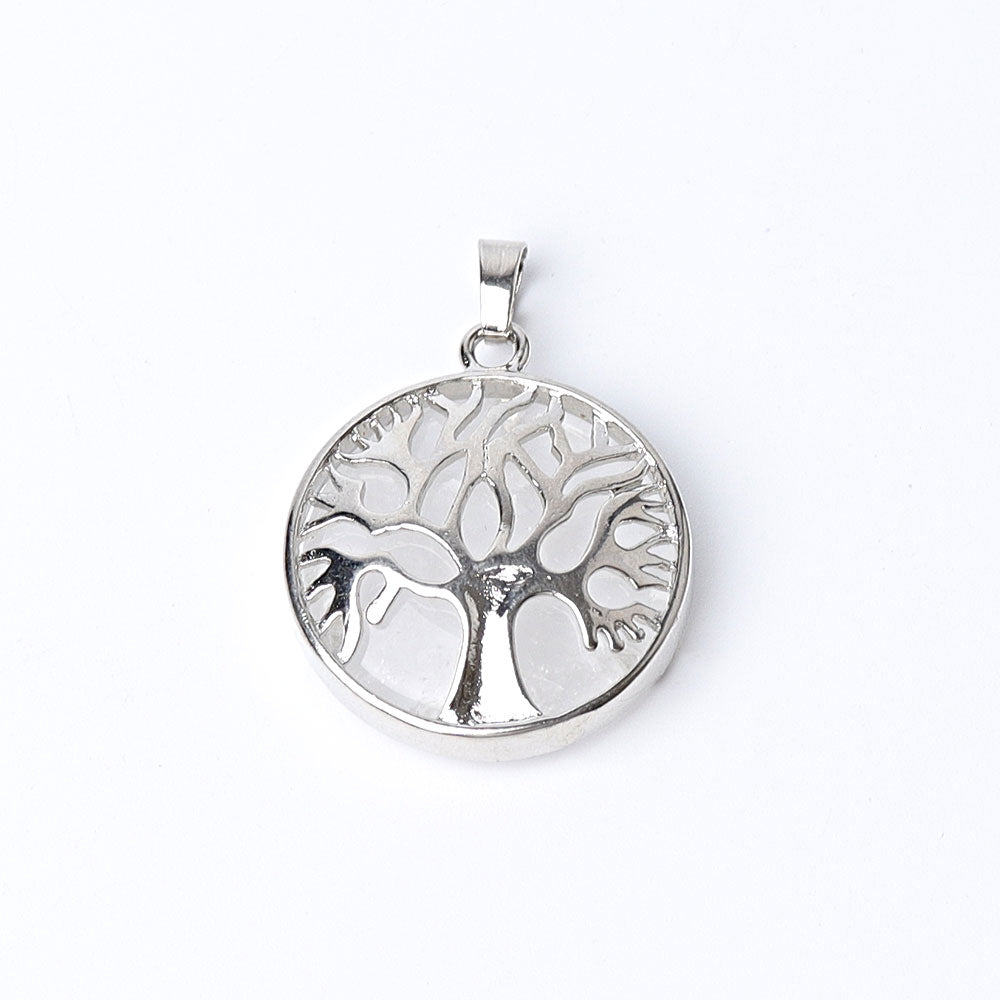 1.2-inch Tree of Life Clear Quartz Crystal Pendant