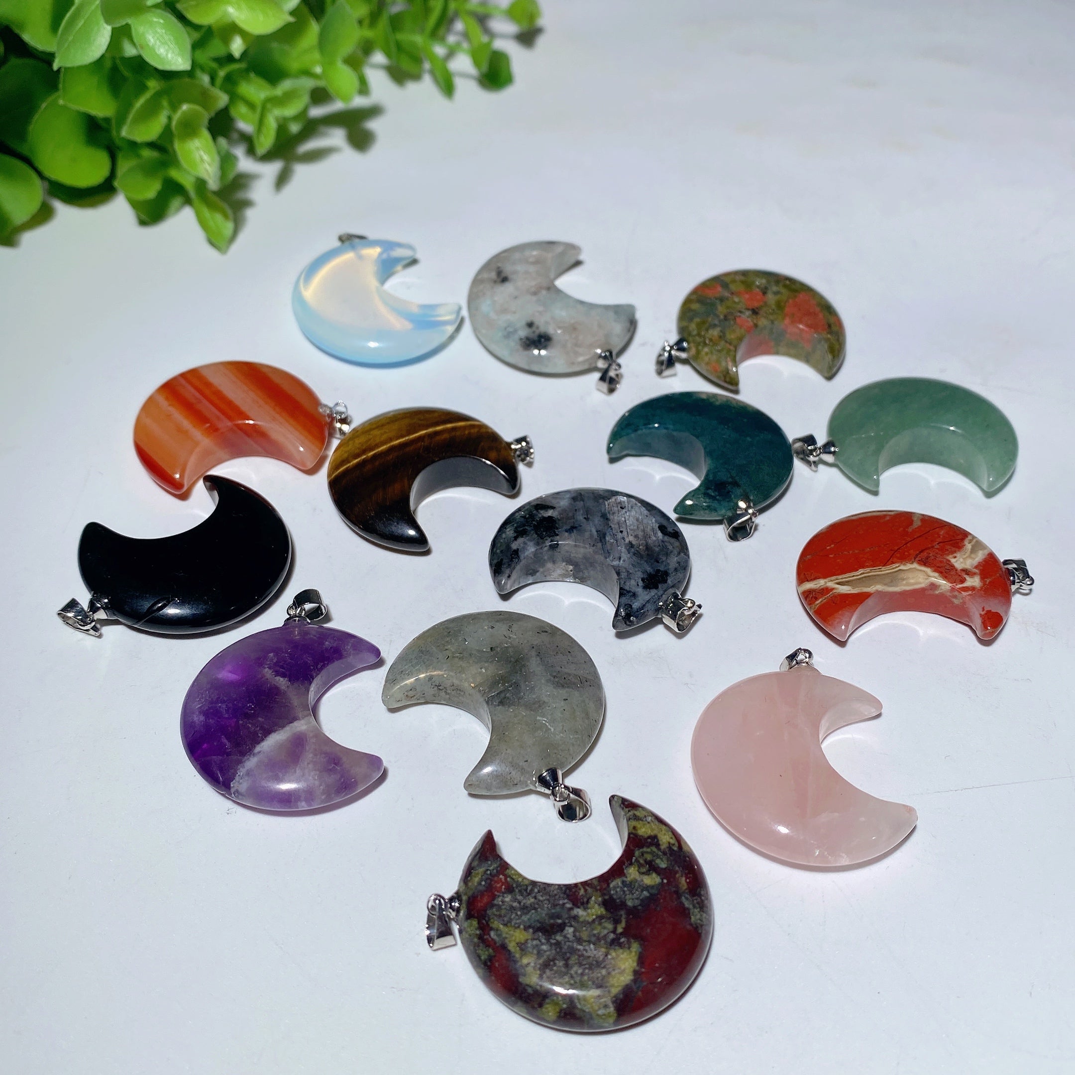 1.2" Mixed Crystal Moon Star Pendant for Spiritual Healing