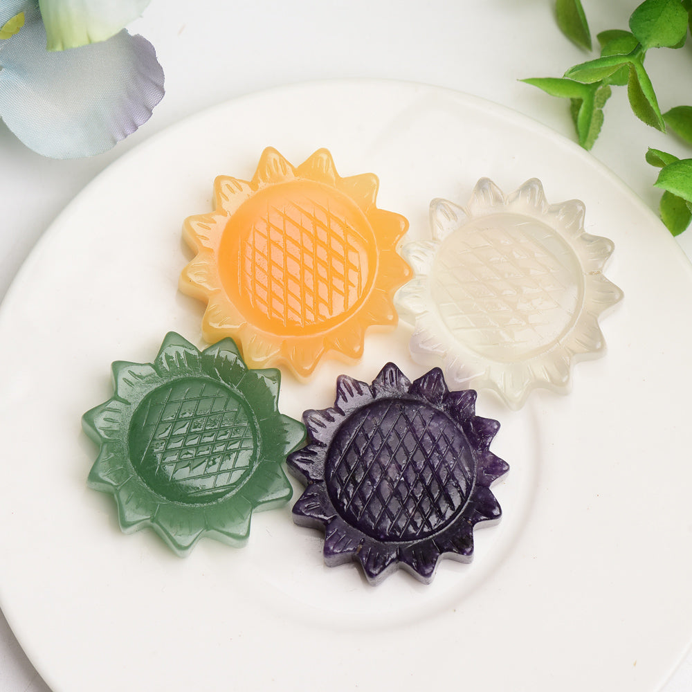 1.3-1.5 inch Mixed Crystal Sunflower Carving Crystal Figurines