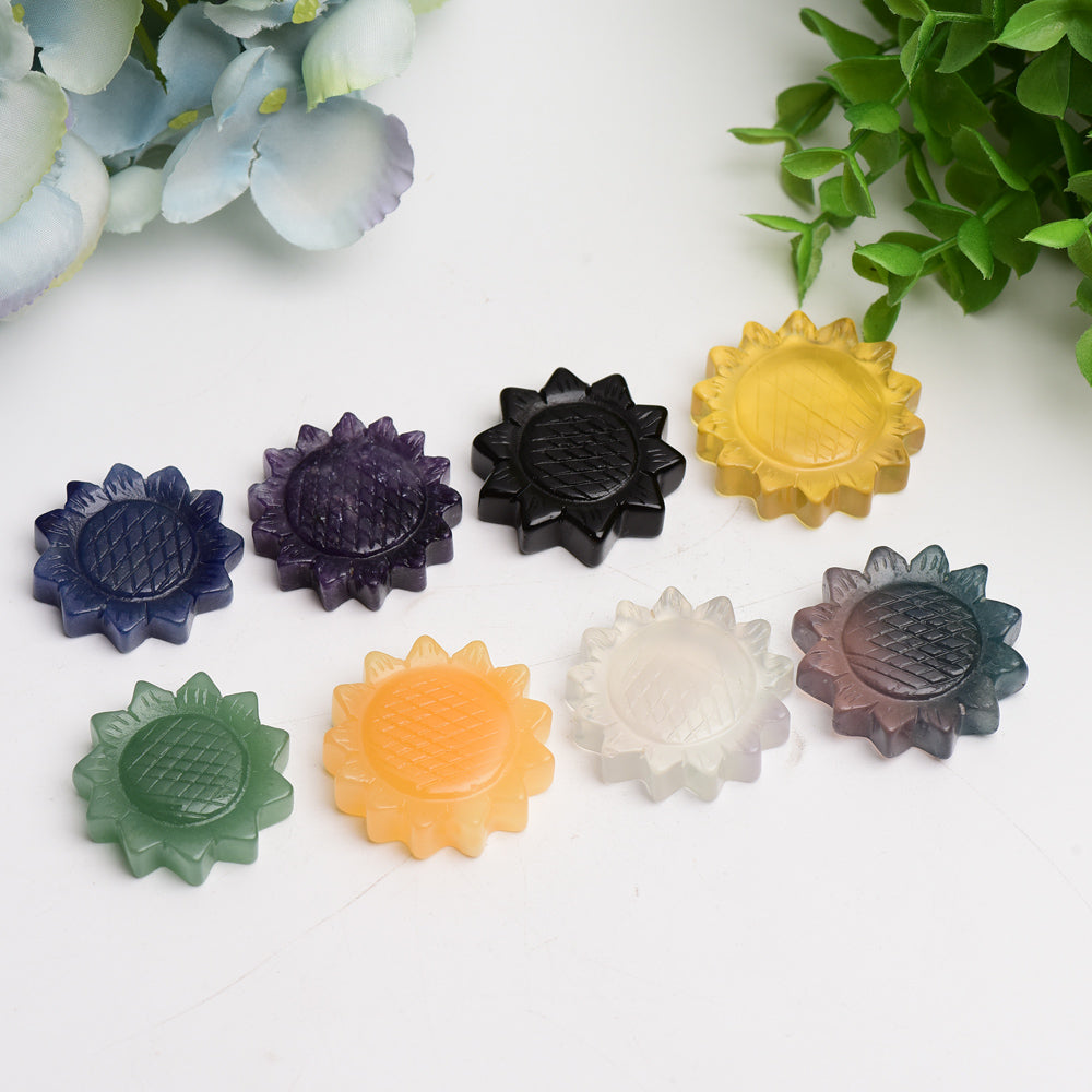 1.3-1.5 inch Mixed Crystal Sunflower Carving Crystal Figurines