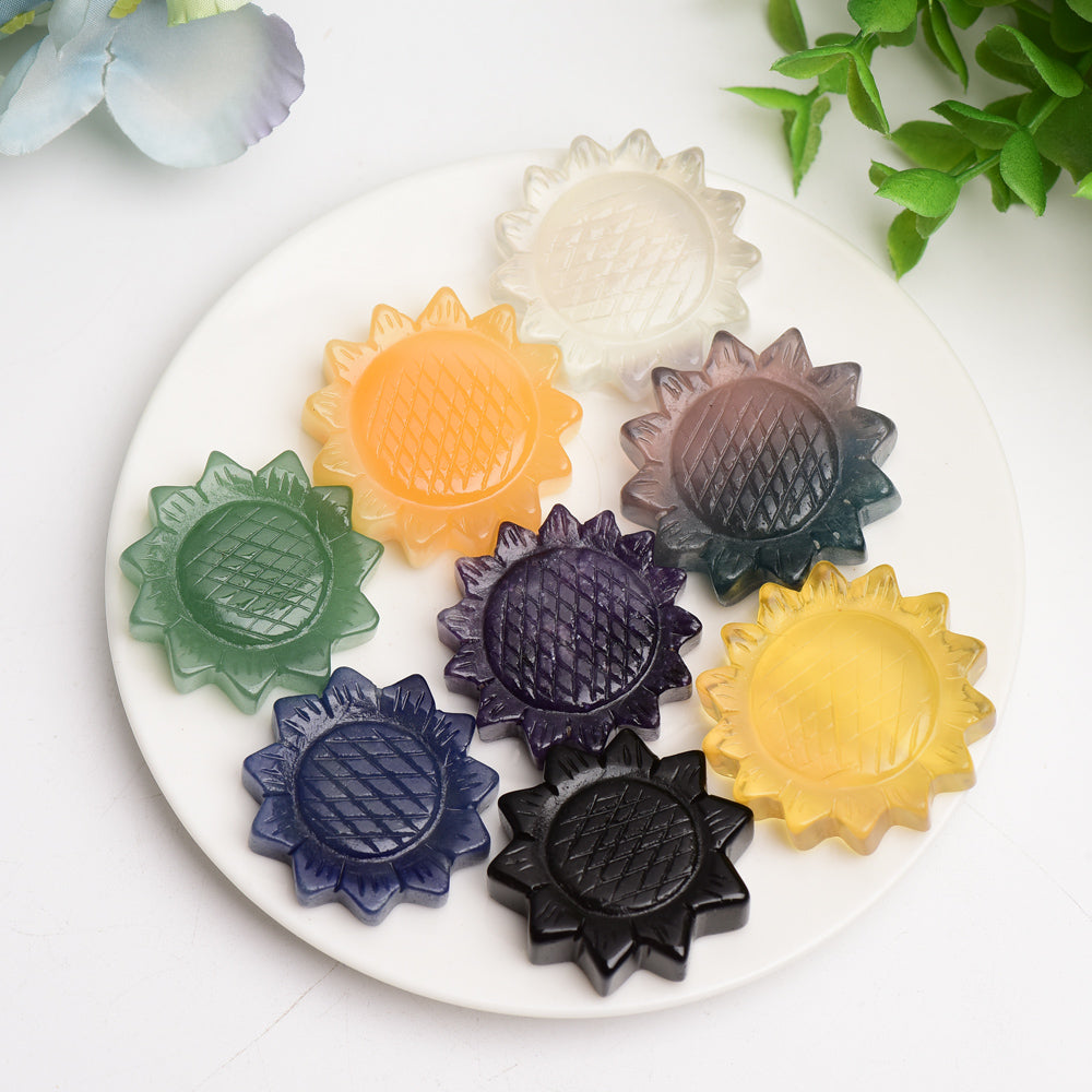 1.3-1.5 inch Mixed Crystal Sunflower Carving Crystal Figurines