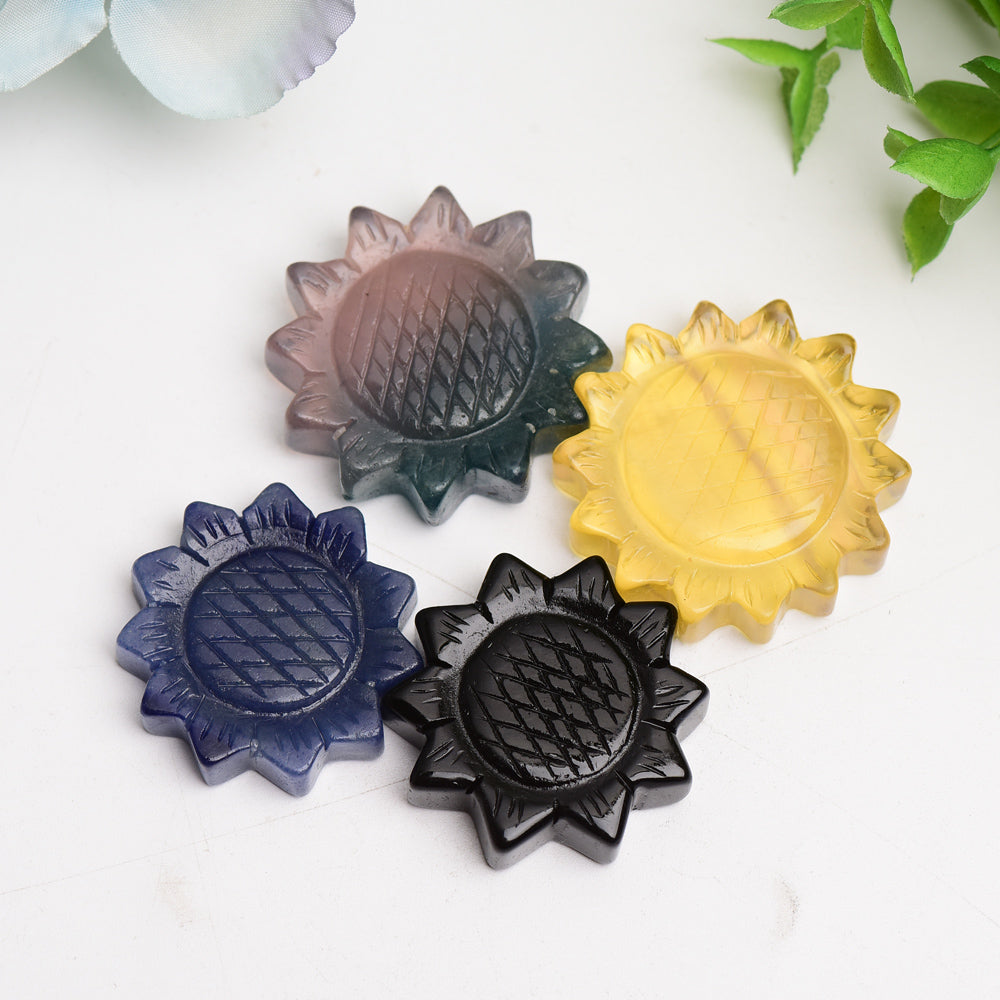 1.3-1.5 inch Mixed Crystal Sunflower Carving Crystal Figurines