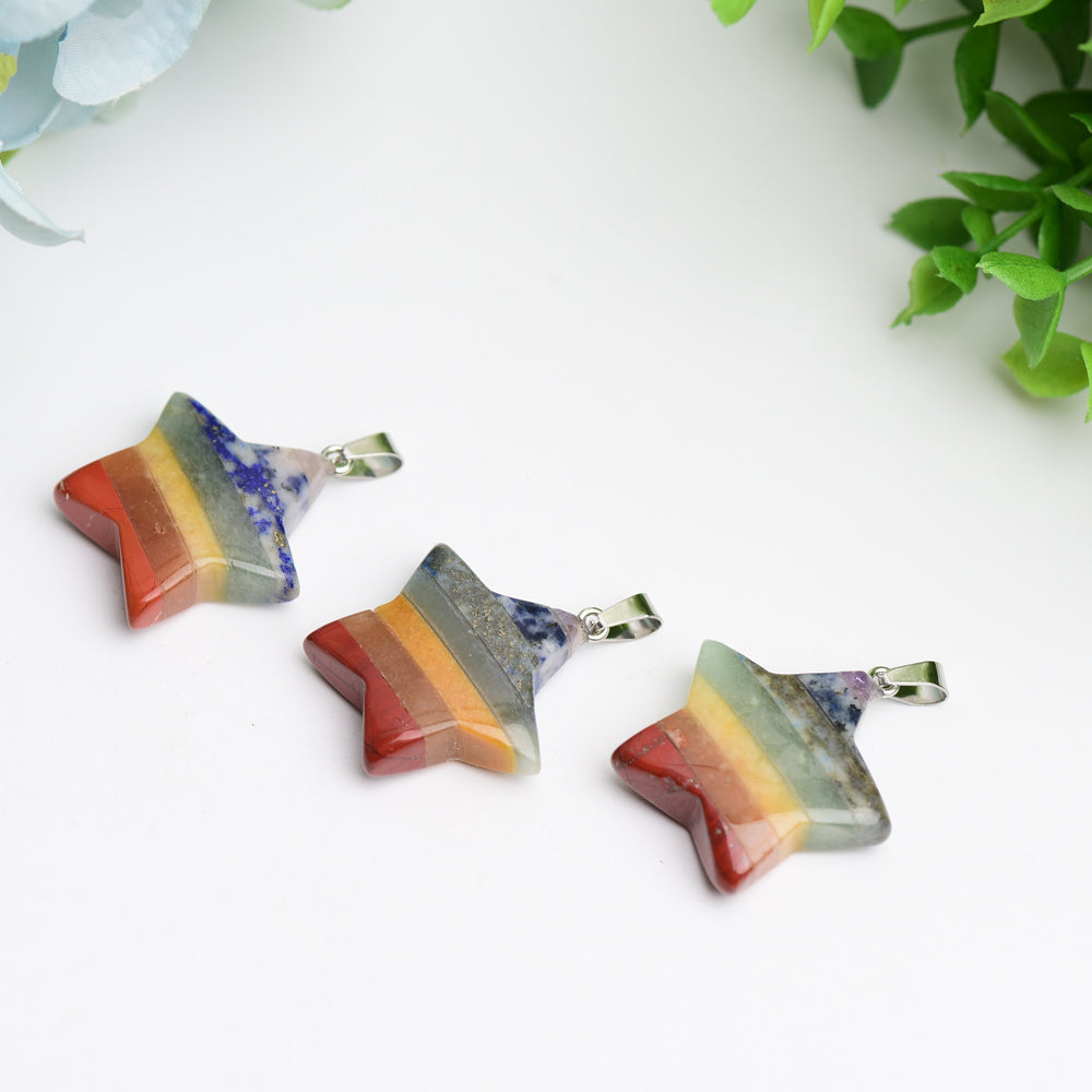 1.3 Inch Chakra Star Crystal Pendant for Spiritual Protection