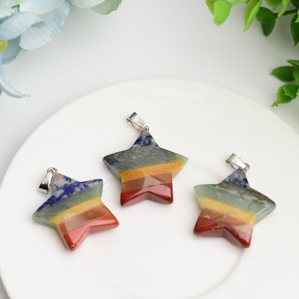 1.3 Inch Chakra Star Crystal Pendant for Spiritual Protection