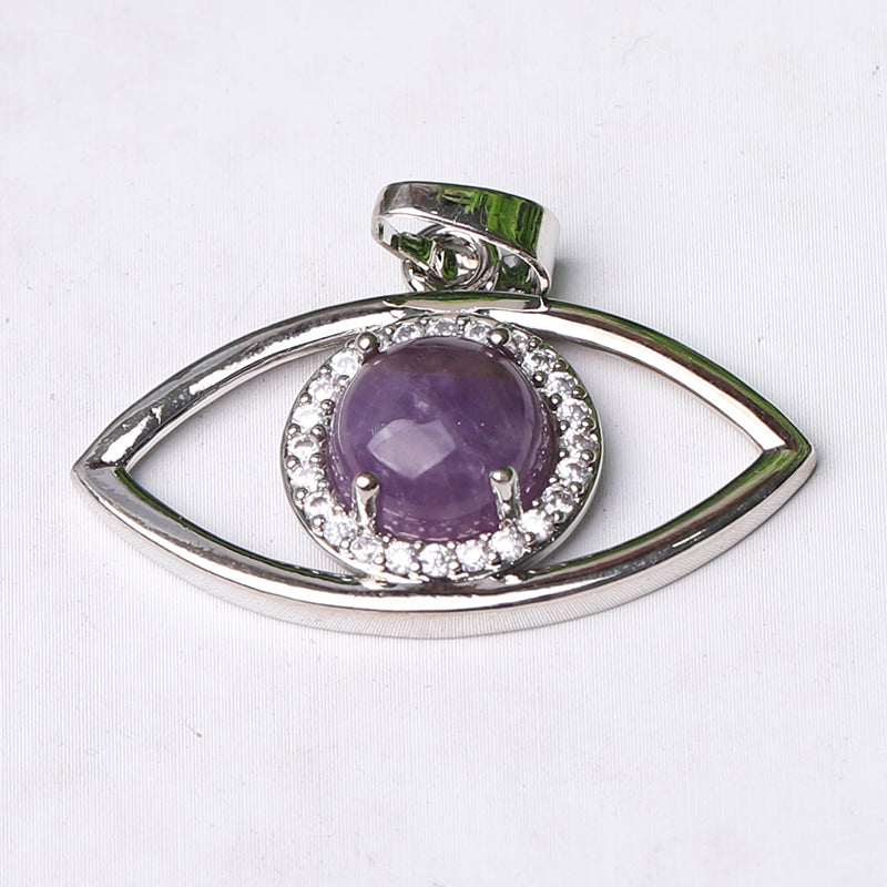 1.3 inch Evil Eye Pendant with Natural Stone Centerpiece