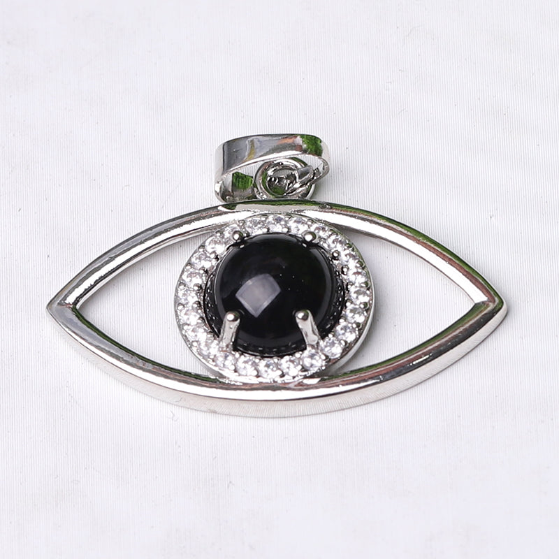 1.3 inch Evil Eye Pendant with Natural Stone Centerpiece