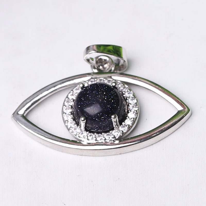 1.3 inch Evil Eye Pendant with Natural Stone Centerpiece