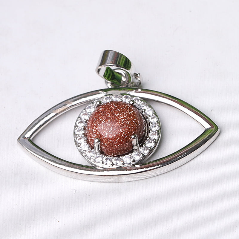 1.3 inch Evil Eye Pendant with Natural Stone Centerpiece