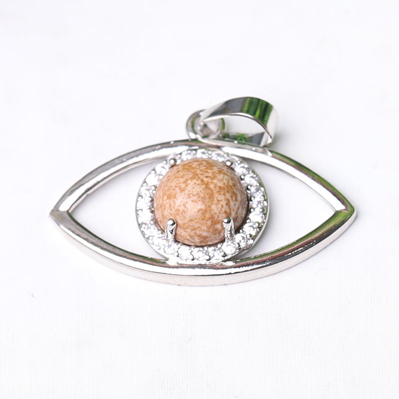 1.3 inch Evil Eye Pendant with Natural Stone Centerpiece