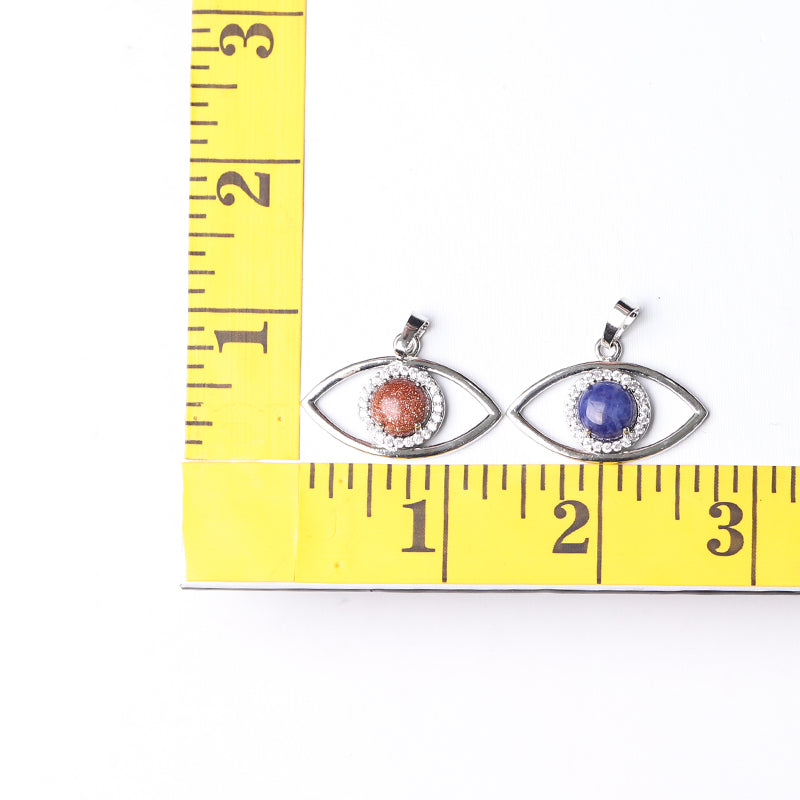 1.3 inch Evil Eye Pendant with Natural Stone Centerpiece