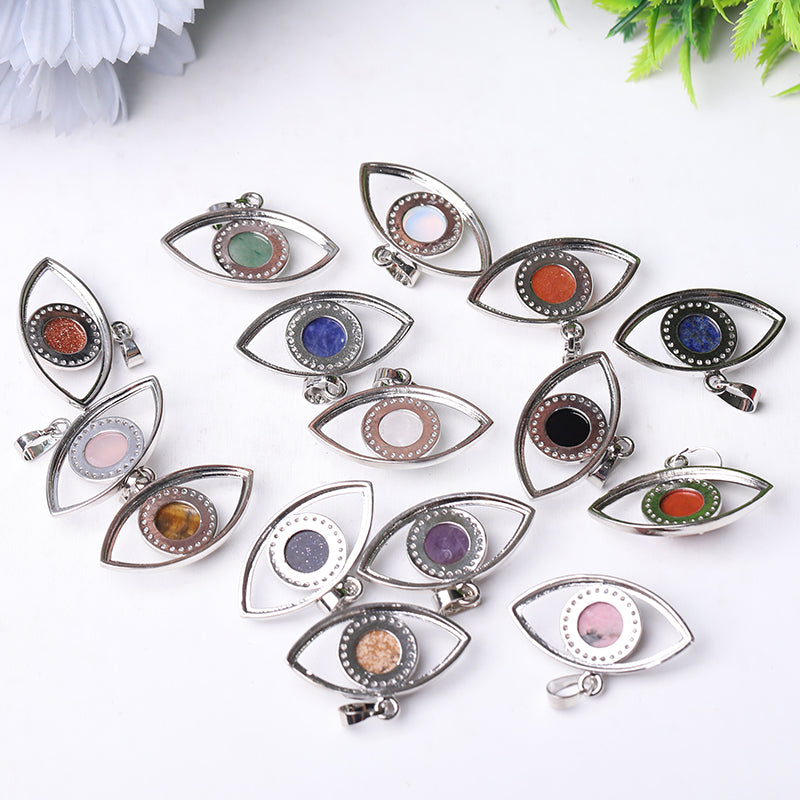 1.3 inch Evil Eye Pendant with Natural Stone Centerpiece