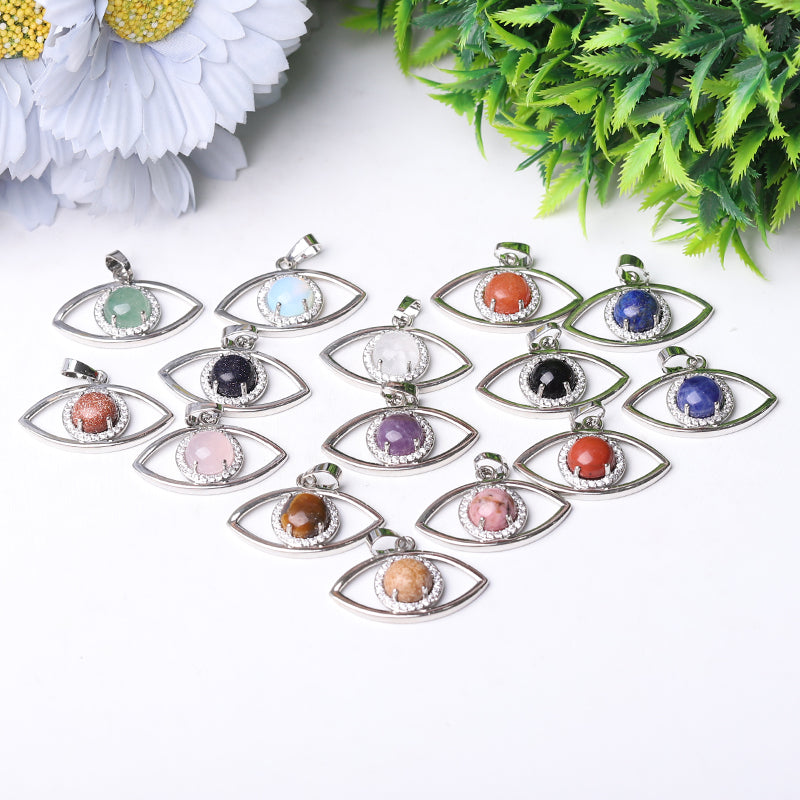 1.3 inch Evil Eye Pendant with Natural Stone Centerpiece