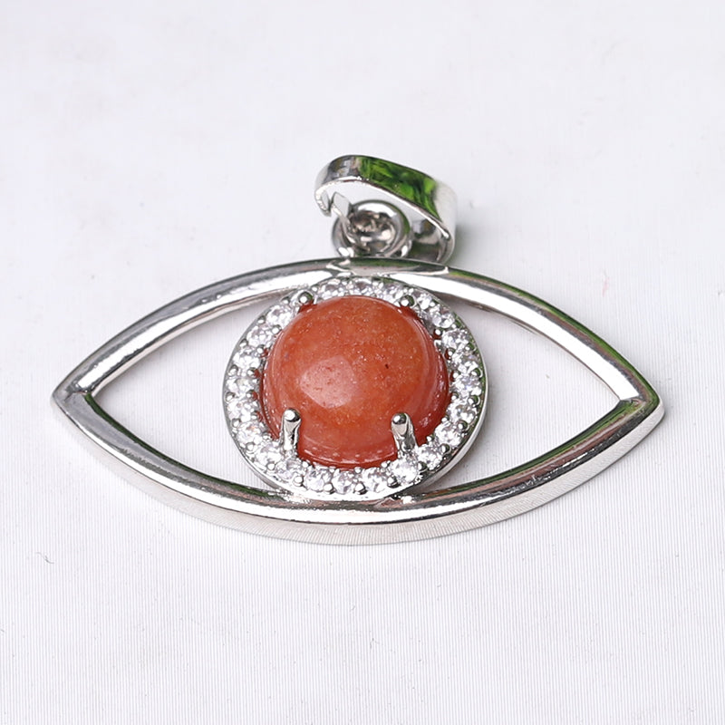 1.3 inch Evil Eye Pendant with Natural Stone Centerpiece