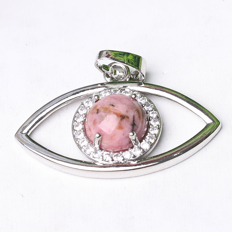 1.3 inch Evil Eye Pendant with Natural Stone Centerpiece