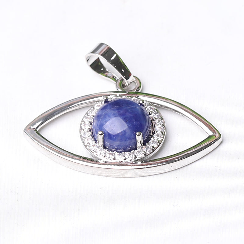 1.3 inch Evil Eye Pendant with Natural Stone Centerpiece