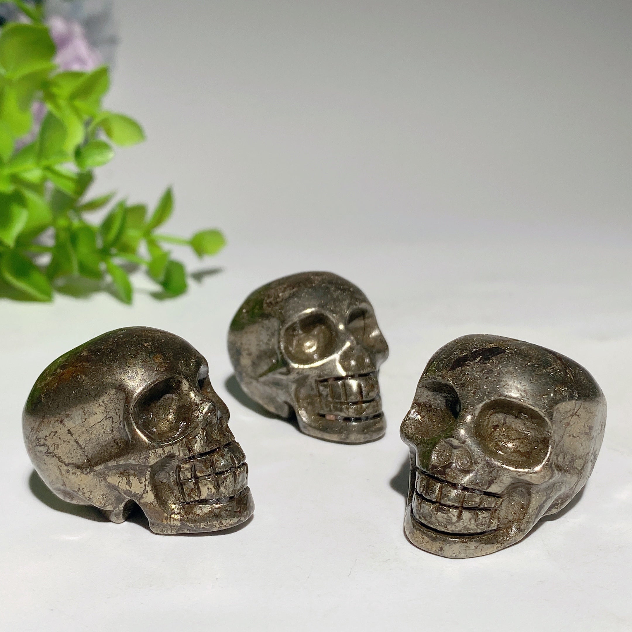 1.3 inch Pyrite Crystal Skull Carving for Healing