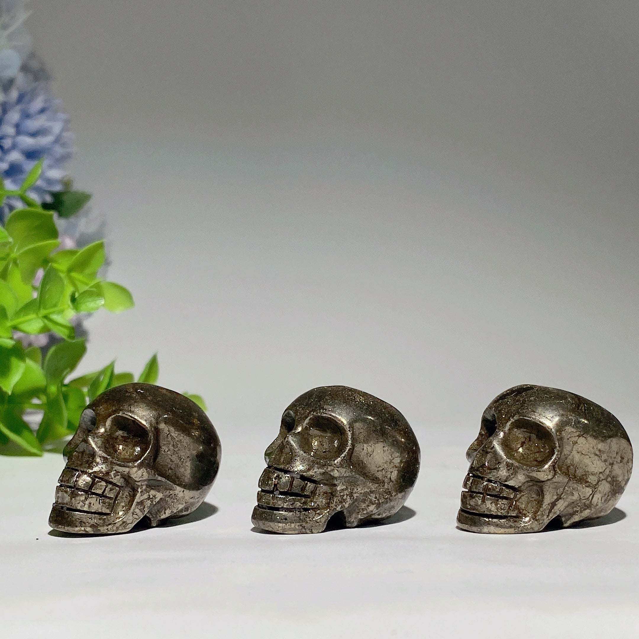1.3 inch Pyrite Crystal Skull Carving for Healing