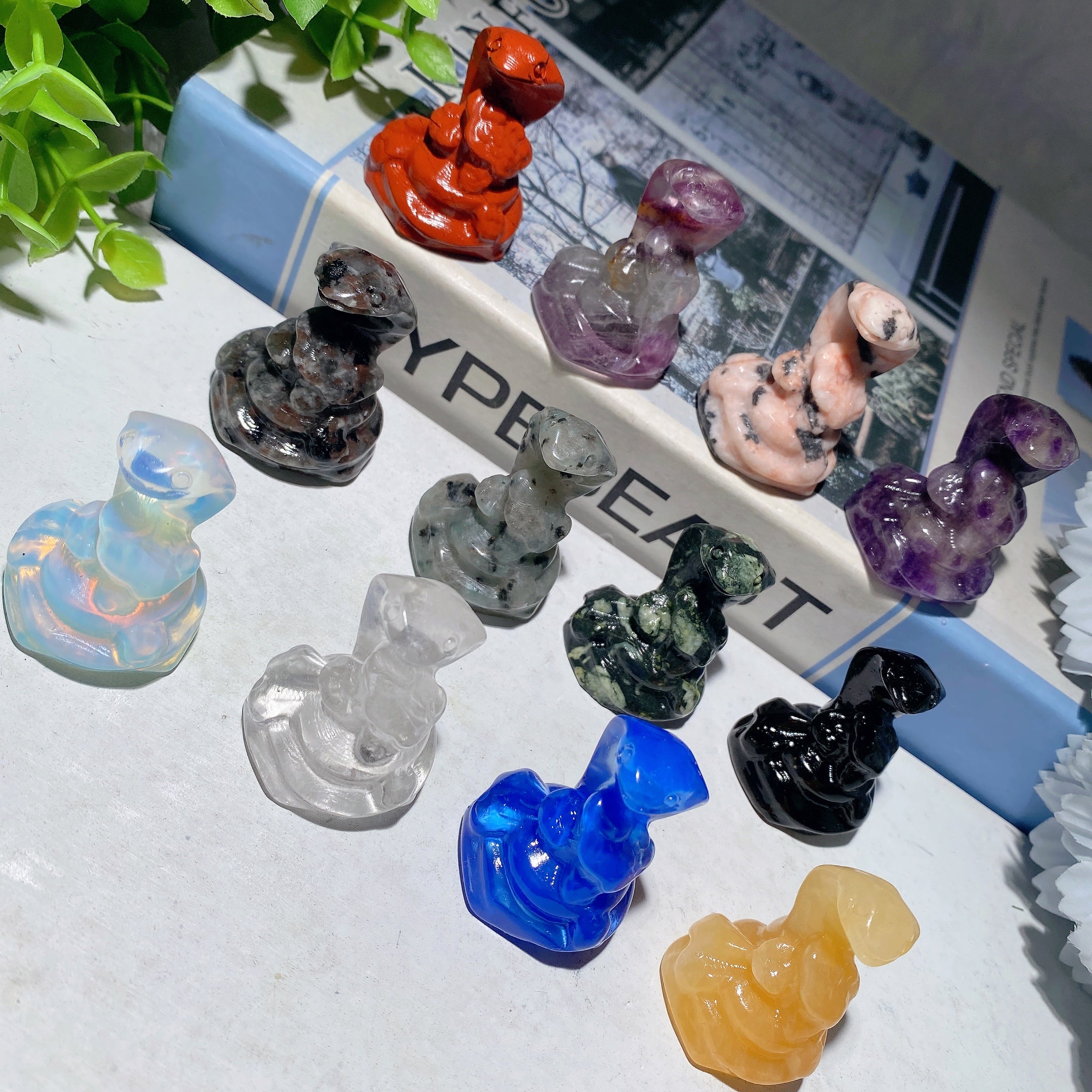 1.4-inch Mixed Crystal Snake Carving | Healing Animal Totem