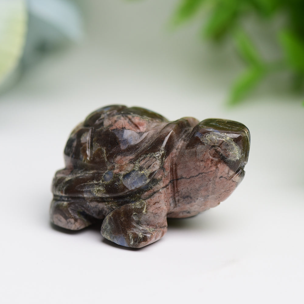 1.4 Inch Mixed Crystal Turtle Figurine for Prosperity & Healing