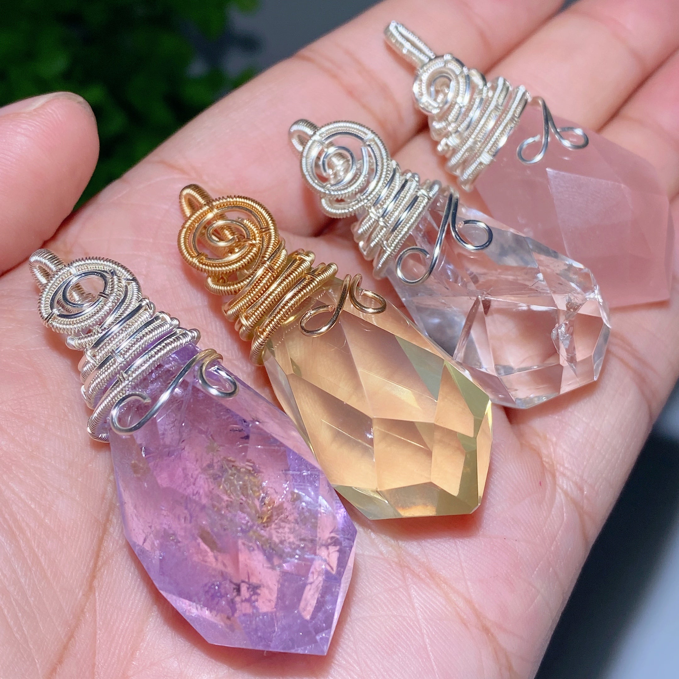 1.5 inch Amethyst Citrine Rose Quartz Healing Pendant
