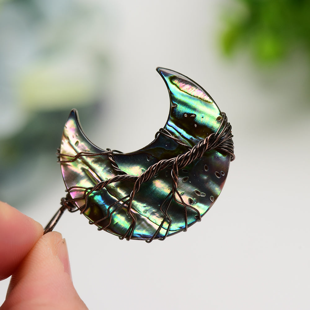1.5 inch Aura Shell Tree of Life Pendant Healing Charm