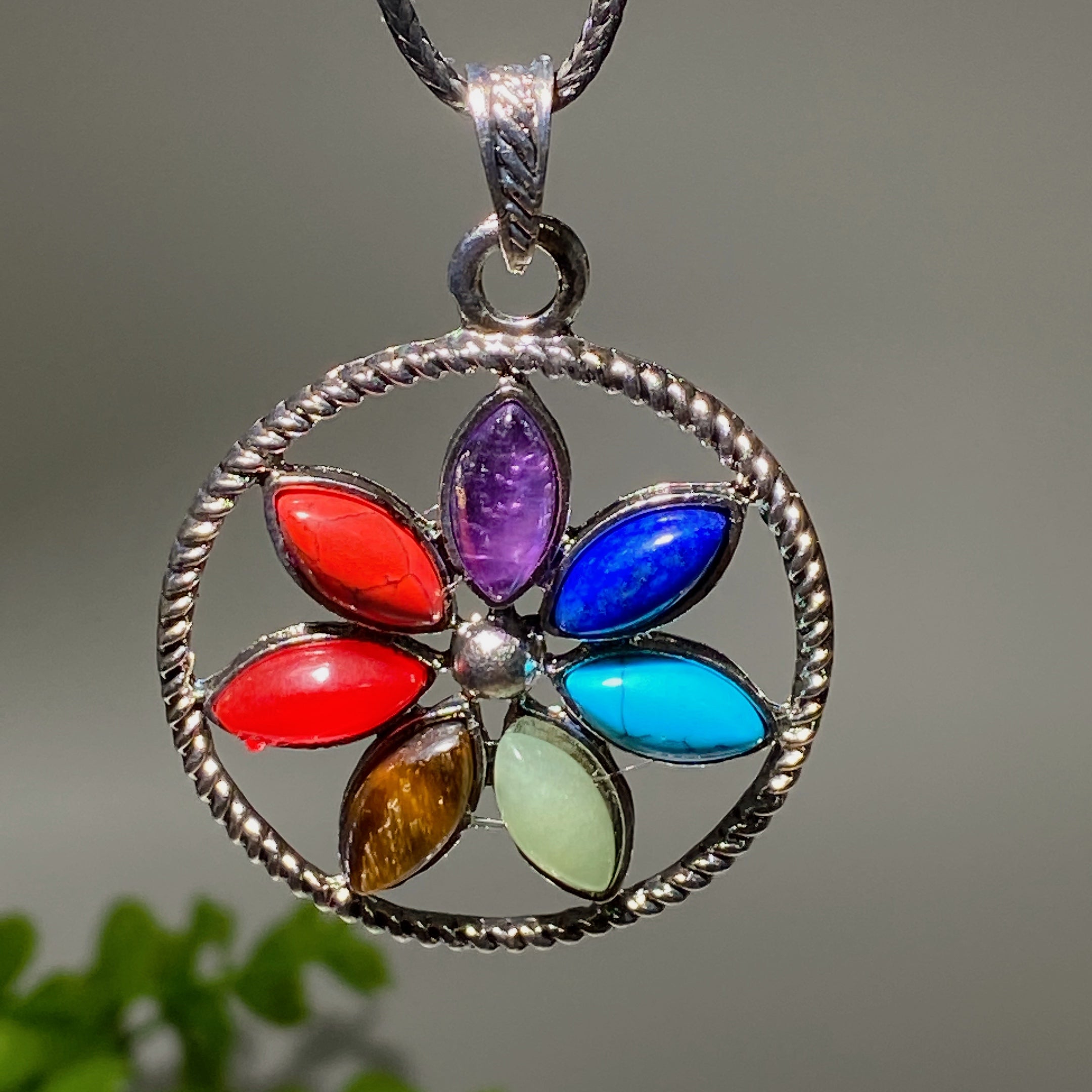 1.5 inch Chakra Tree of Life Pendant with Healing Crystals