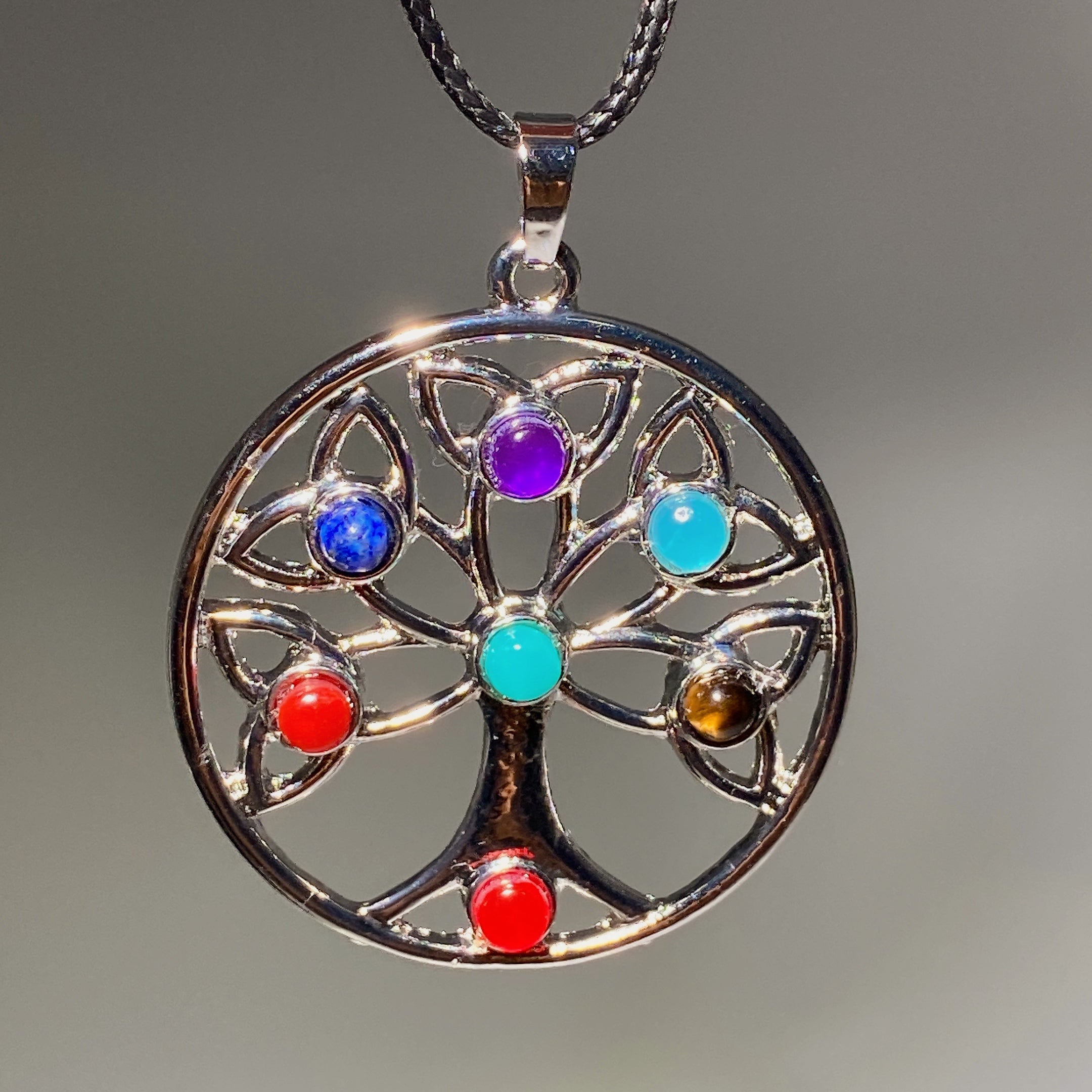 1.5 inch Chakra Tree of Life Pendant with Healing Crystals